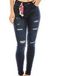Mid Rise Distressed Skinny with Scarf Belt- (1)