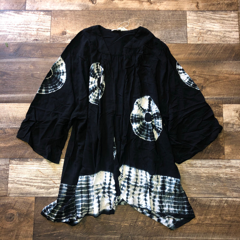 Top - Black Tie Dye Kimono