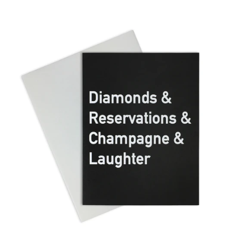Greeting Card - Diamonds & Reservations & Champagne ...