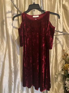 Dress - Burgundy Velvet Cold Shoulder (S)