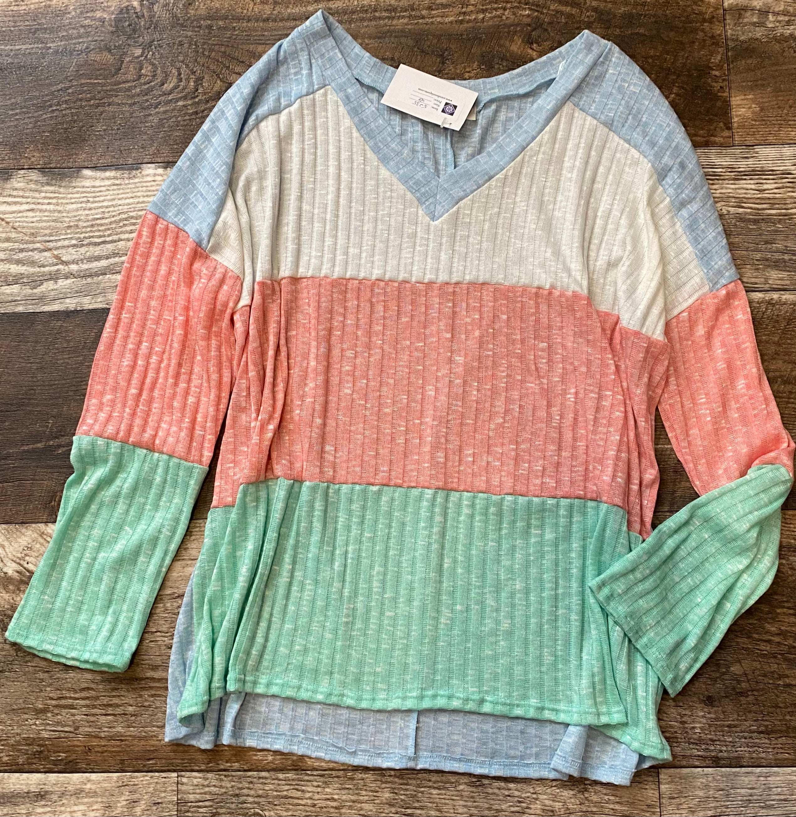 Top - Sweet In Love Color Block Waffle Knit