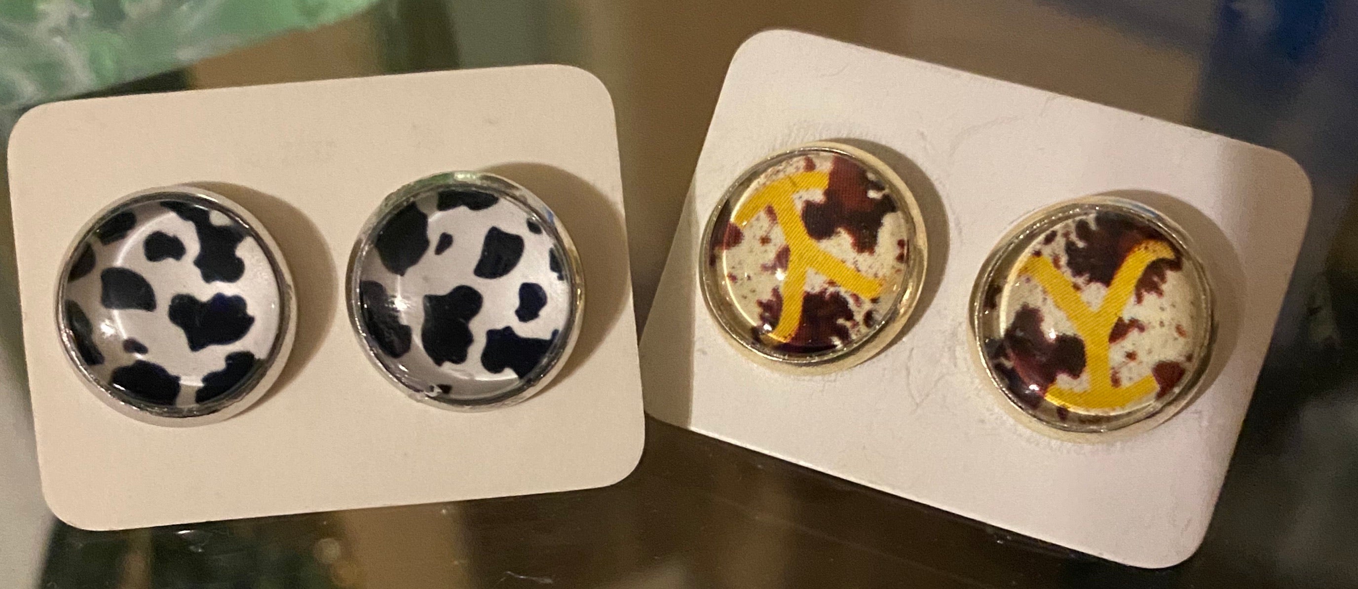 Earrings - Cow (White or Yellow)