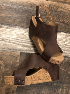 Shoes - Cork Wedges - Brown (10)