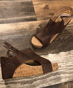 Shoes - Cork Wedges - Brown (10)
