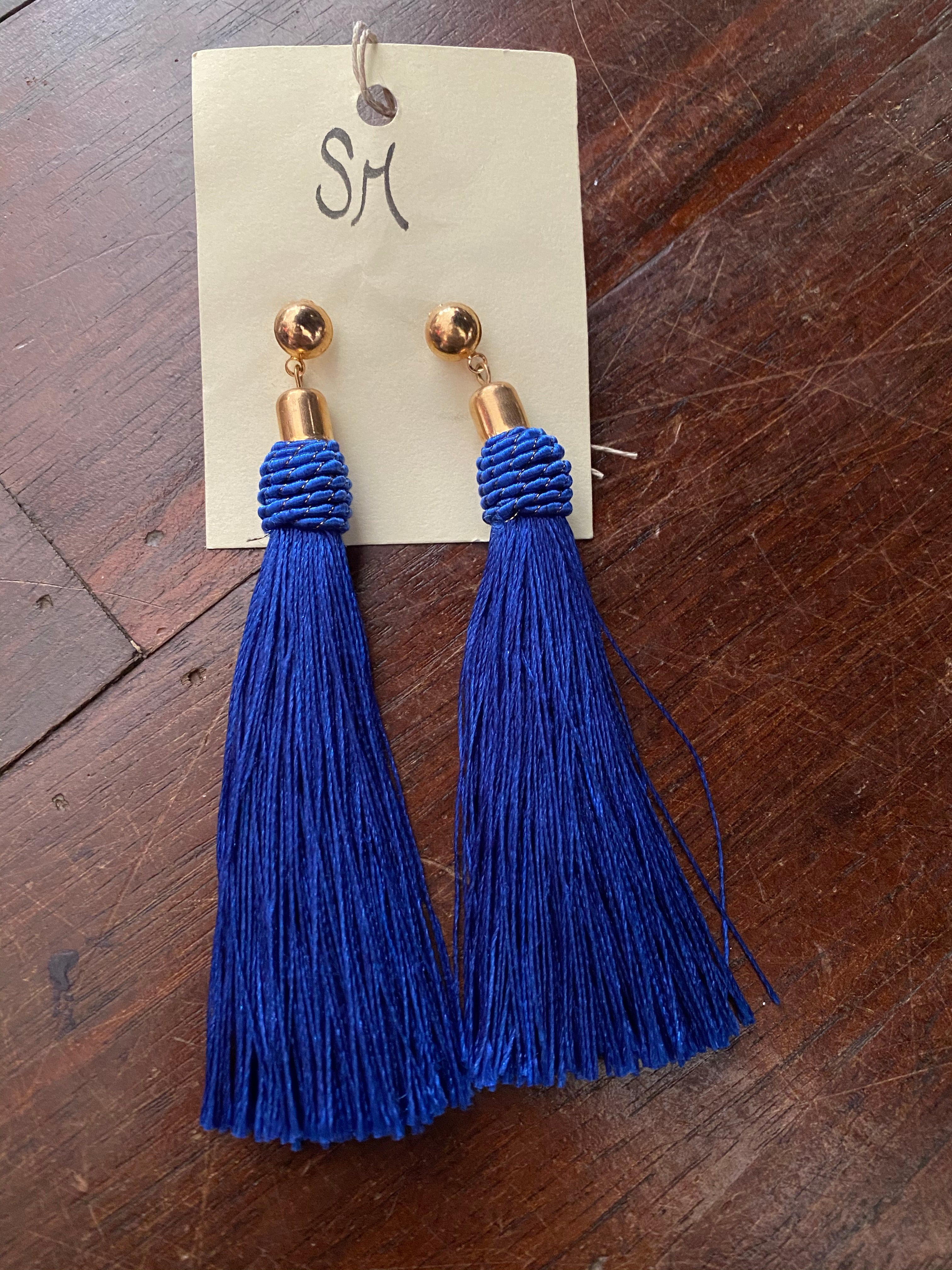 Earrings - Royal Blue Tassel