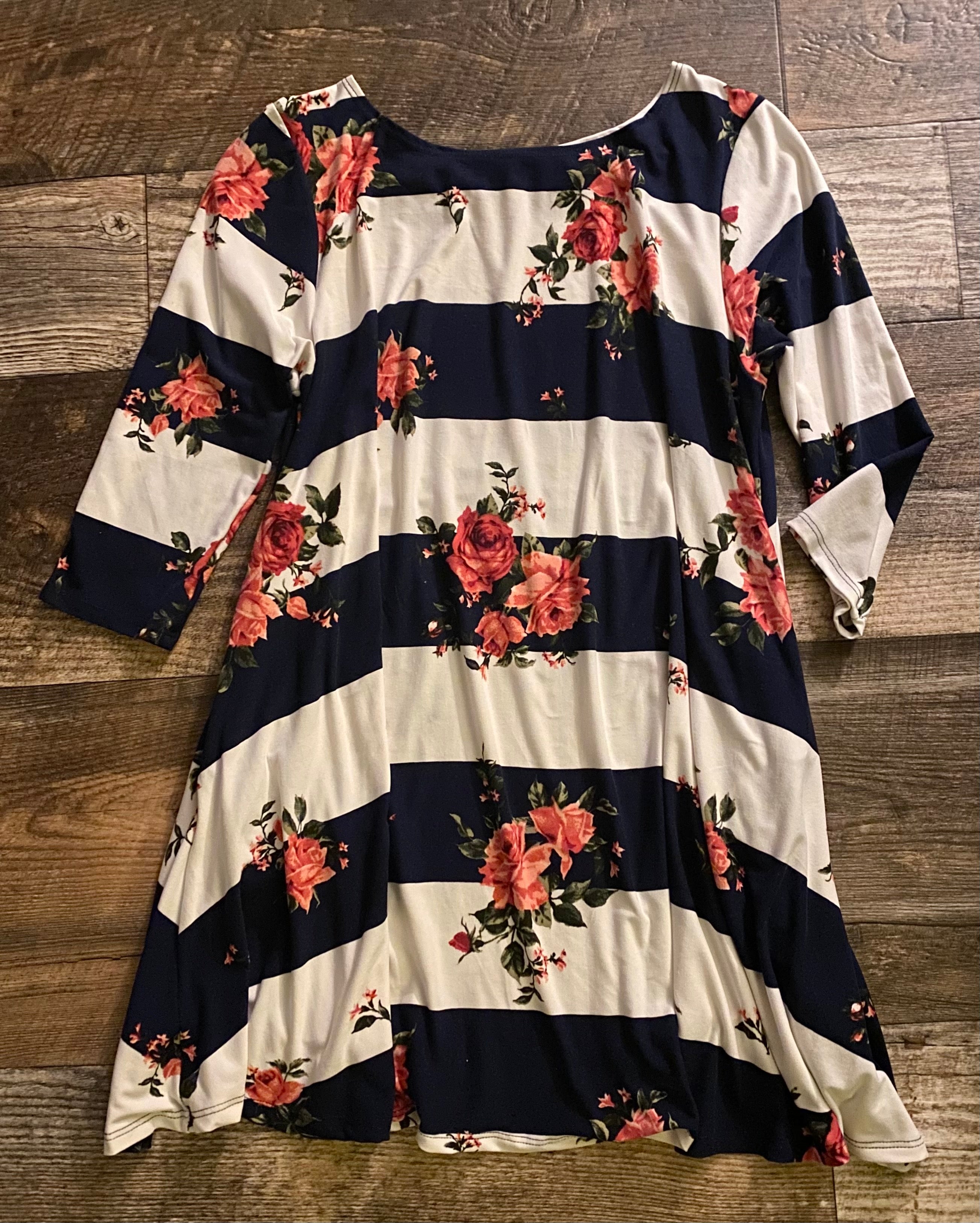 Dress - One Day At a Time Floral Stripe (M)