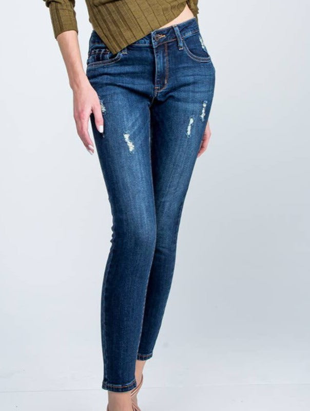 Mid Rise Ankle Skinny- Distressed (1,3,5)